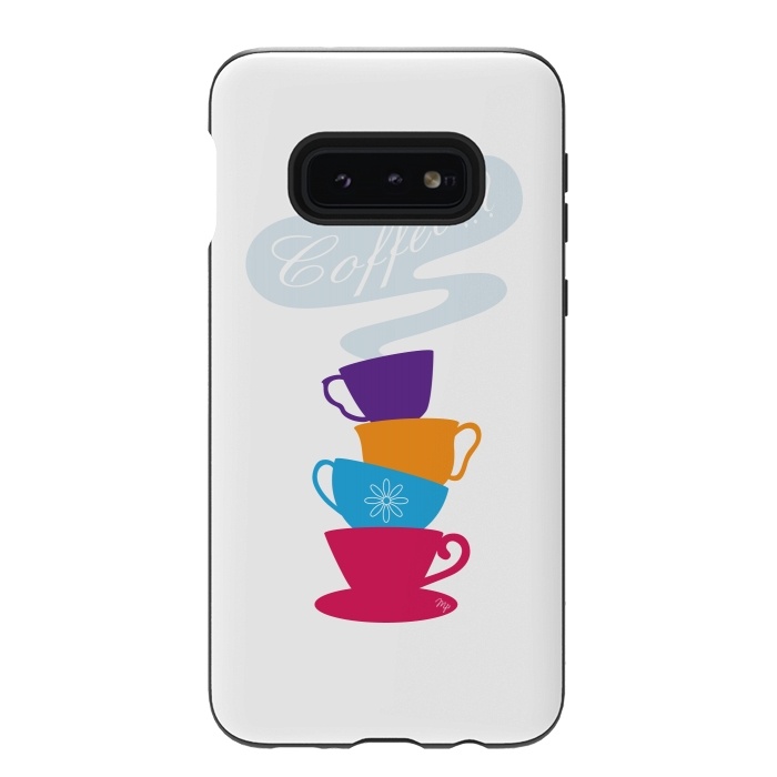 Galaxy S10e StrongFit Bright Coffee Cups by Martina