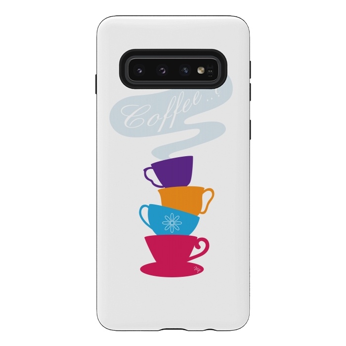 Galaxy S10 StrongFit Bright Coffee Cups by Martina