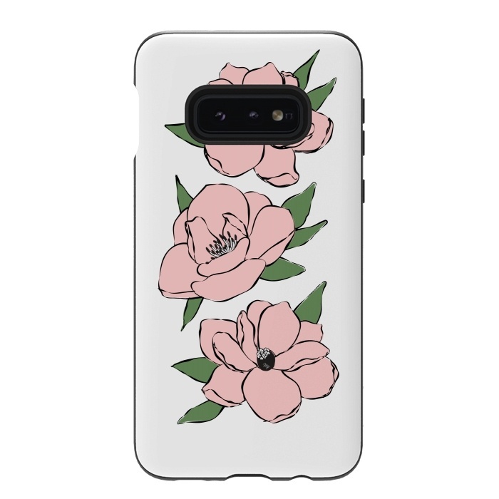 Galaxy S10e StrongFit Big Pink Flowers by Martina