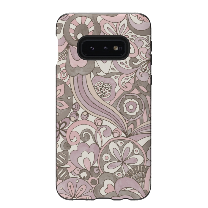 Galaxy S10e StrongFit Retro Colouring Book Pink and Gray by Paula Ohreen
