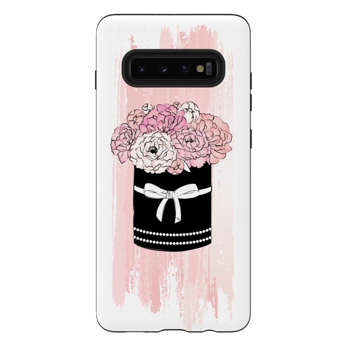 Galaxy S10 plus StrongFit Flower Box with pink Peonies by Martina