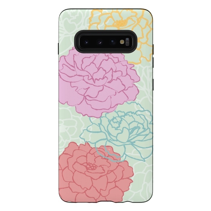 Galaxy S10 plus StrongFit Pretty pastel peonies by Martina