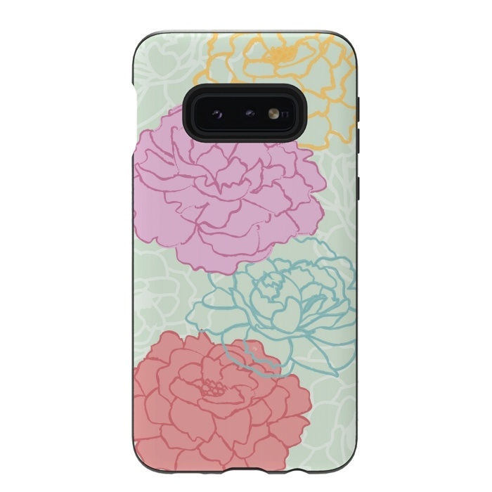 Galaxy S10e StrongFit Pretty pastel peonies by Martina