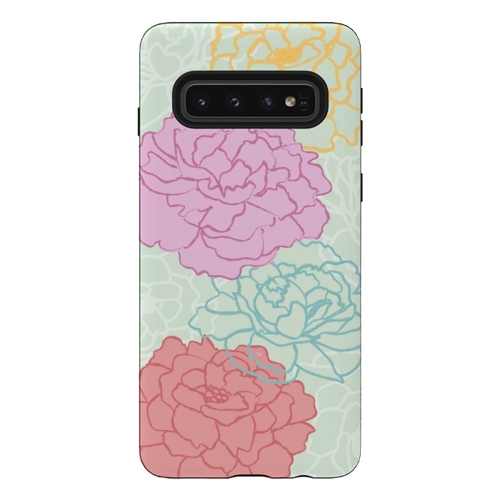 Galaxy S10 StrongFit Pretty pastel peonies by Martina