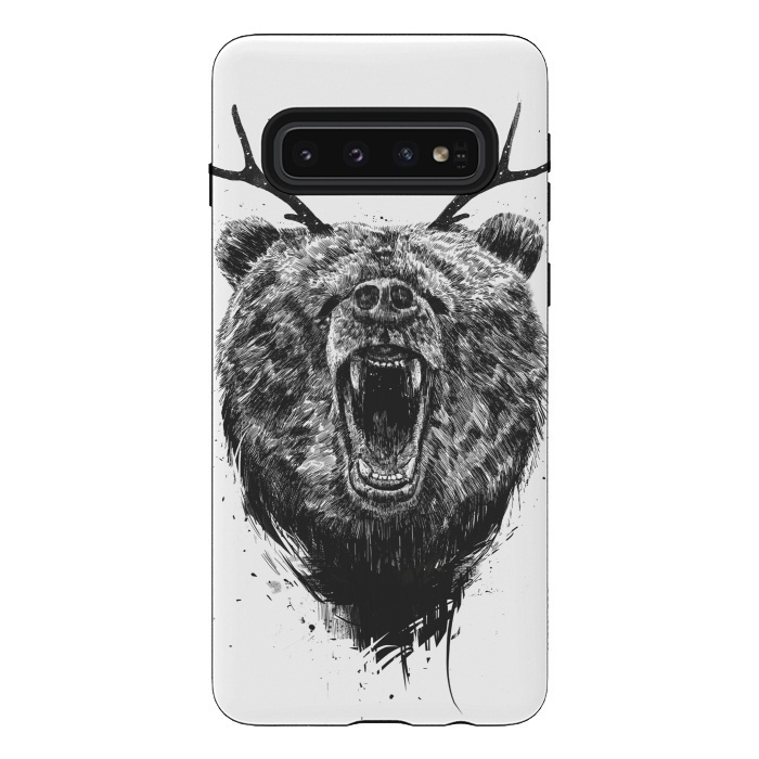 Galaxy S10 StrongFit Angry bear with antlers by Balazs Solti