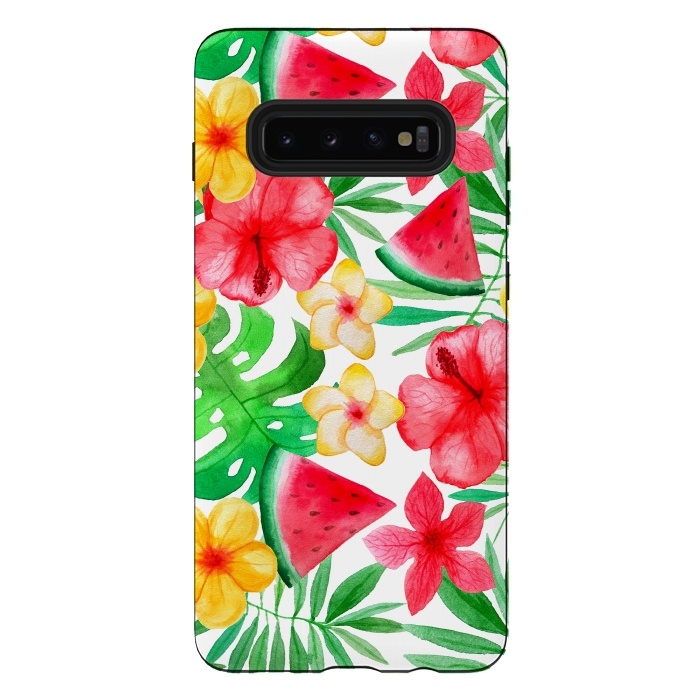 Galaxy S10 plus StrongFit Aloha Tropical Hibiscus and Melon Pattern by  Utart