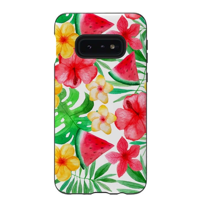 Galaxy S10e StrongFit Aloha Tropical Hibiscus and Melon Pattern by  Utart
