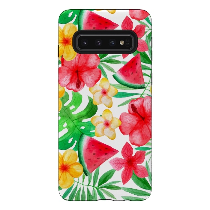 Galaxy S10 StrongFit Aloha Tropical Hibiscus and Melon Pattern by  Utart