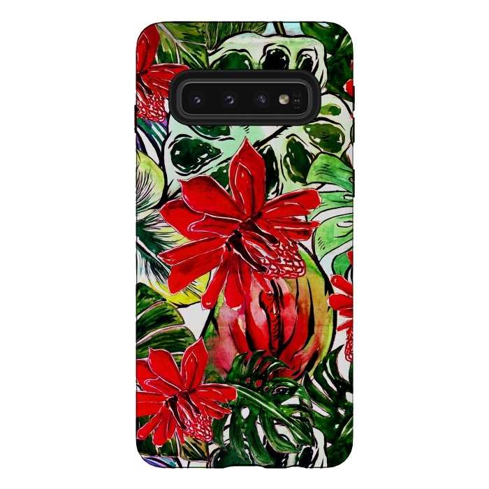 Galaxy S10 StrongFit Aloha Tropical Passiflora Jungle by  Utart