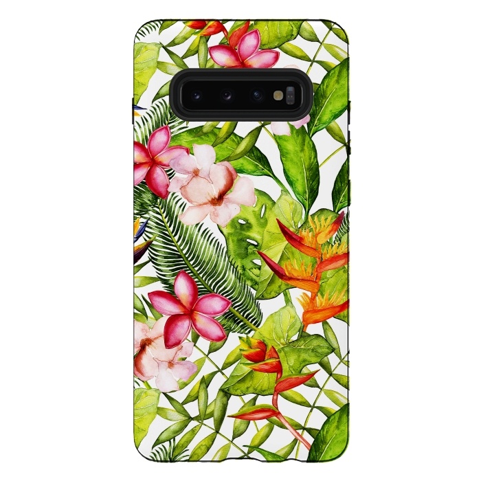 Galaxy S10 plus StrongFit Aloha Tropical Flower Jungle Pattern by  Utart