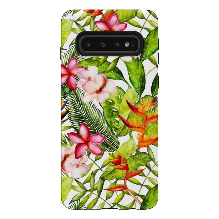 Galaxy S10 StrongFit Aloha Tropical Flower Jungle Pattern by  Utart