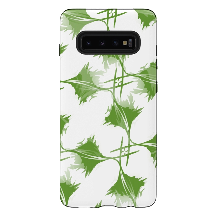 Galaxy S10 plus StrongFit Green Leaves by Creativeaxle