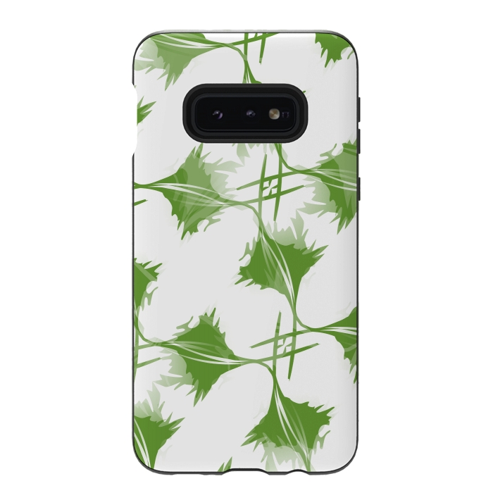 Galaxy S10e StrongFit Green Leaves by Creativeaxle