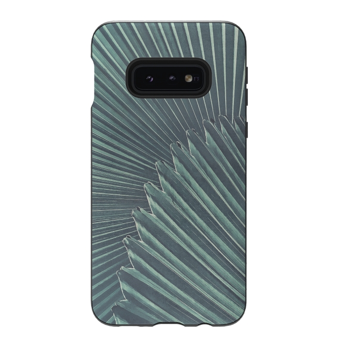 Galaxy S10e StrongFit Teal Palm Leaves by Andrea Haase