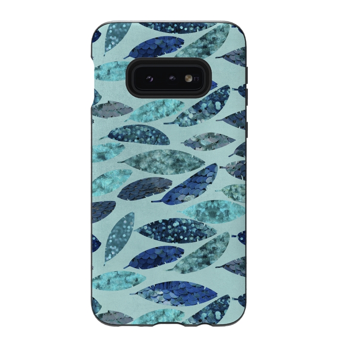 Galaxy S10e StrongFit Sparkling Mermaid Feathers Blue And Teal by Andrea Haase