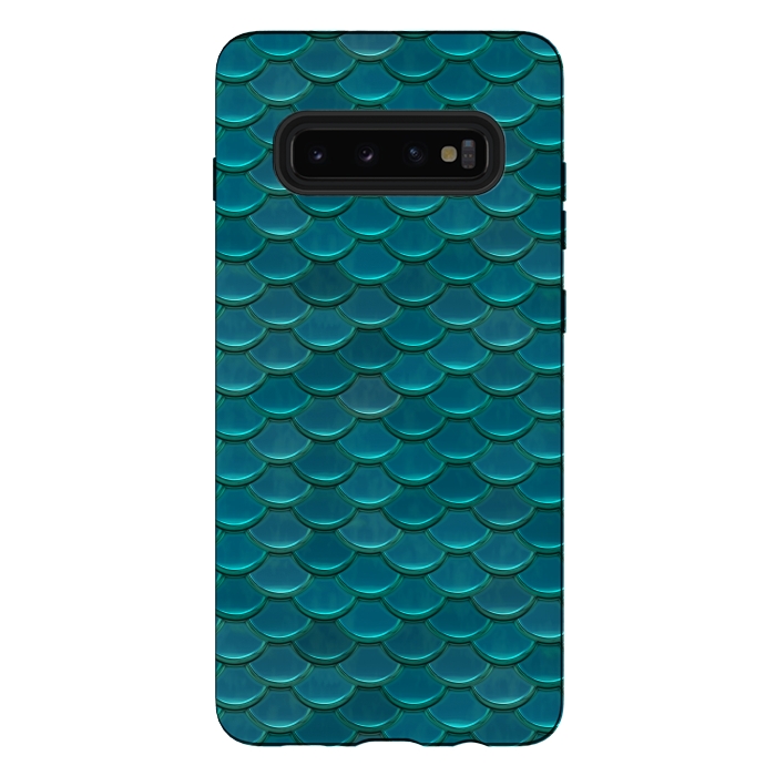 Galaxy S10 plus StrongFit Shiny Green Mermaid Scales by Andrea Haase