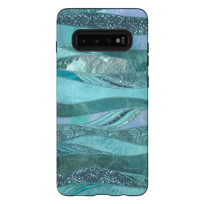Galaxy S10 plus StrongFit Glamorous Waves Of Turquoise and Teal 2 by Andrea Haase