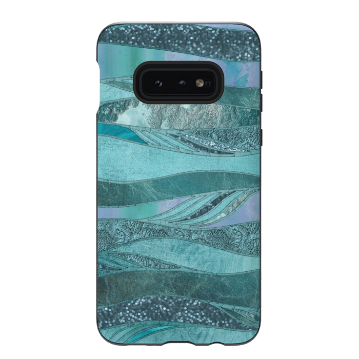Galaxy S10e StrongFit Glamorous Waves Of Turquoise and Teal 2 by Andrea Haase