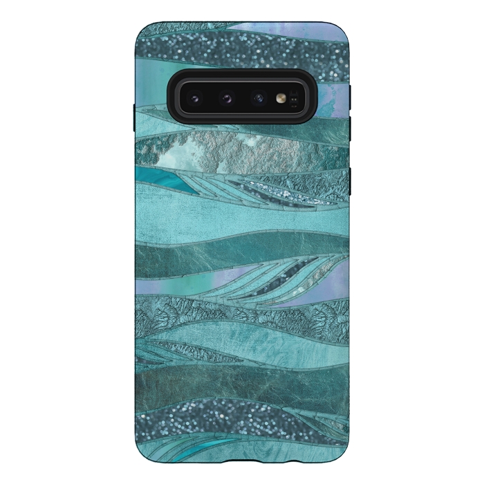 Galaxy S10 StrongFit Glamorous Waves Of Turquoise and Teal 2 by Andrea Haase