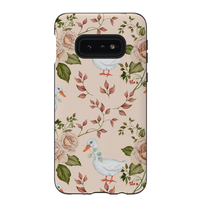 Galaxy S10e StrongFit Goose in Rose Garden by Creativeaxle