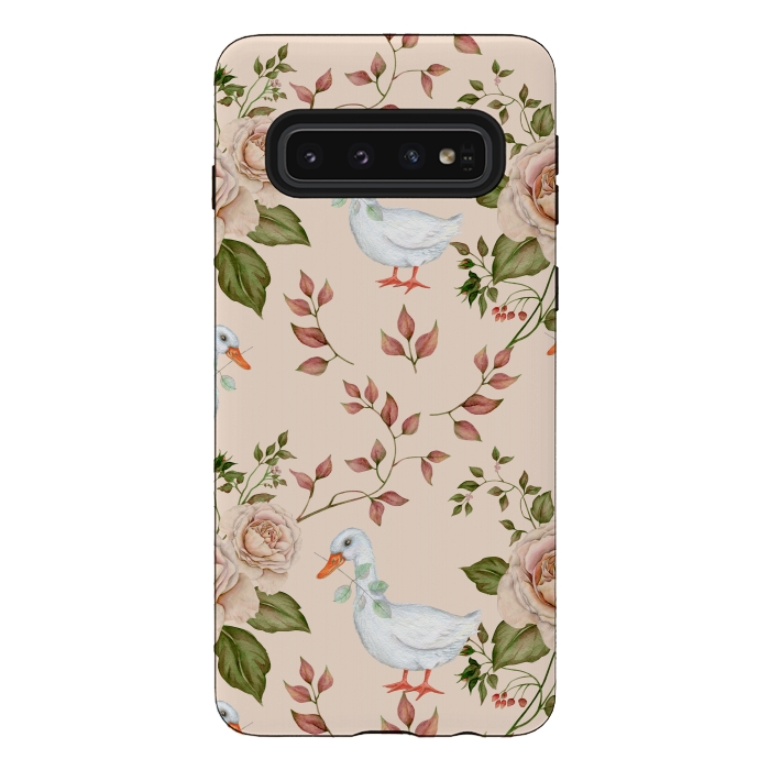 Galaxy S10 StrongFit Goose in Rose Garden by Creativeaxle