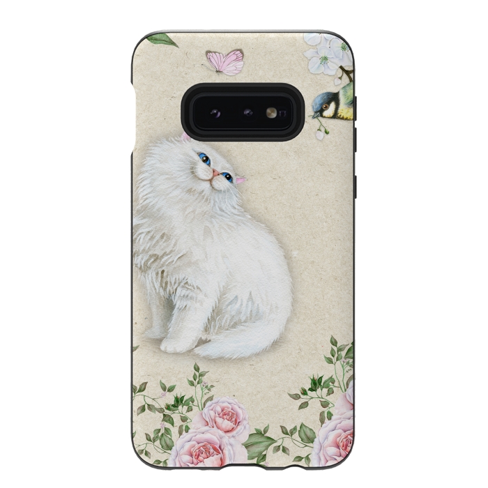 Galaxy S10e StrongFit Kitty Welcomes Bird by Creativeaxle