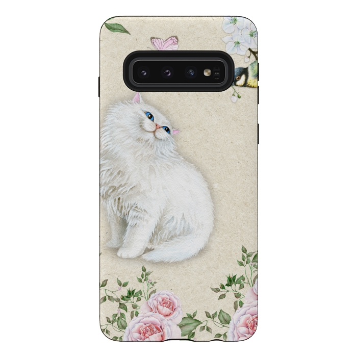 Galaxy S10 StrongFit Kitty Welcomes Bird by Creativeaxle