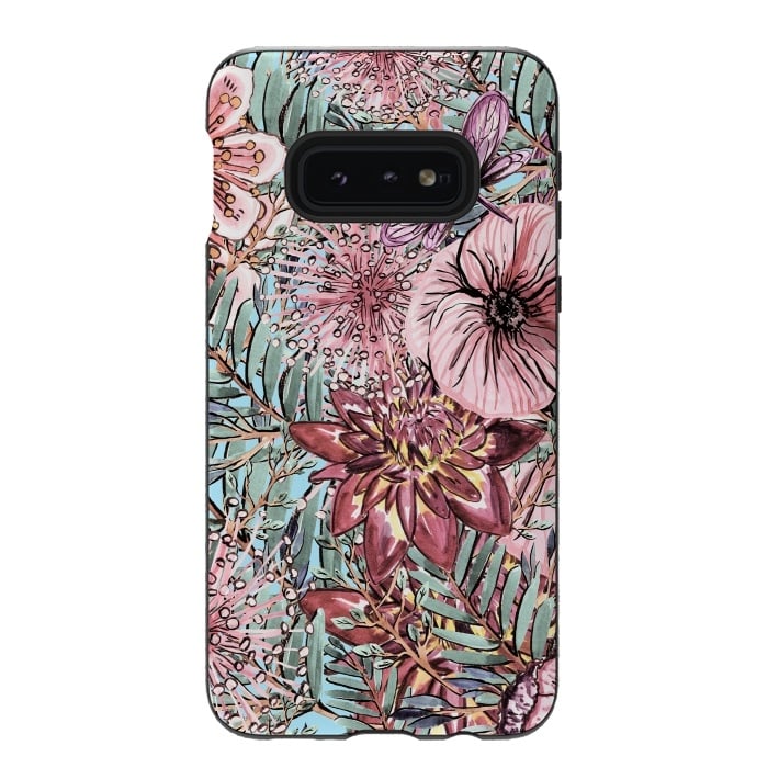 Galaxy S10e StrongFit Tropical Vintage Flower Pattern by  Utart