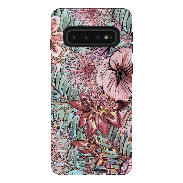 Galaxy S10 StrongFit Tropical Vintage Flower Pattern by  Utart