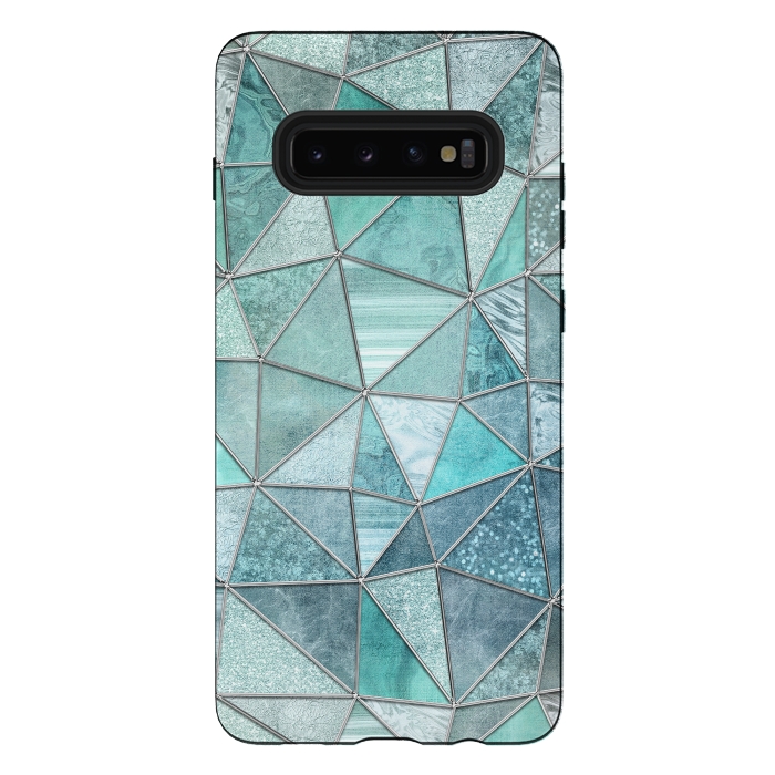 Galaxy S10 plus StrongFit Stained Glass Glamour Teal And Turquoise by Andrea Haase
