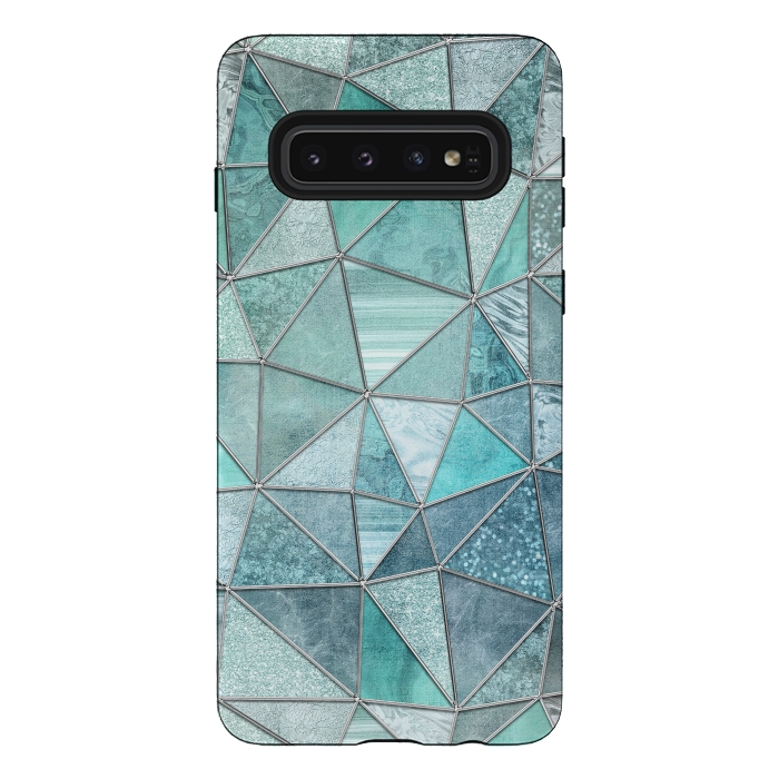Galaxy S10 StrongFit Stained Glass Glamour Teal And Turquoise by Andrea Haase