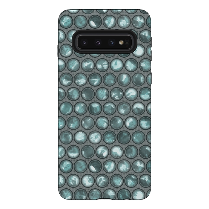 Galaxy S10 StrongFit Green Glass Bead Pattern by Andrea Haase