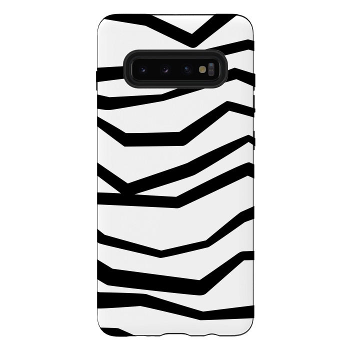 Galaxy S10 plus StrongFit Wavy Zig Zag Stripes Black And White 2 by Andrea Haase