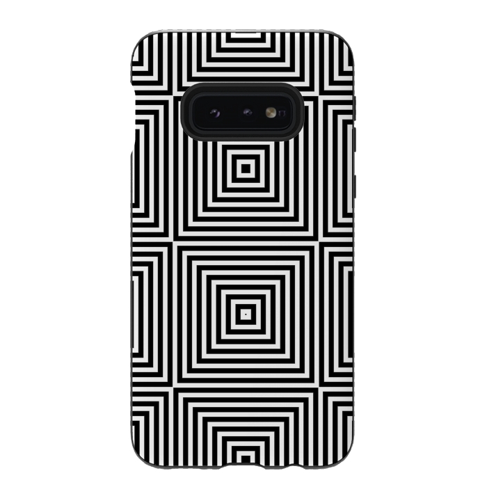 Galaxy S10e StrongFit Optical Illusion Black And White Squares by Andrea Haase