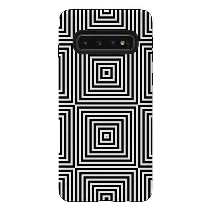 Galaxy S10 StrongFit Optical Illusion Black And White Squares by Andrea Haase