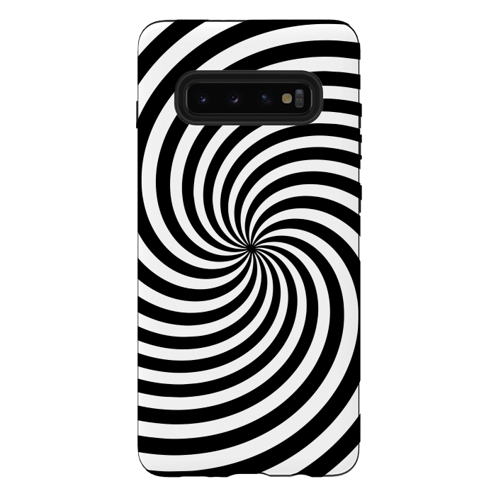 Galaxy S10 plus StrongFit Concentric Spiral Op Art Black And White 2 by Andrea Haase
