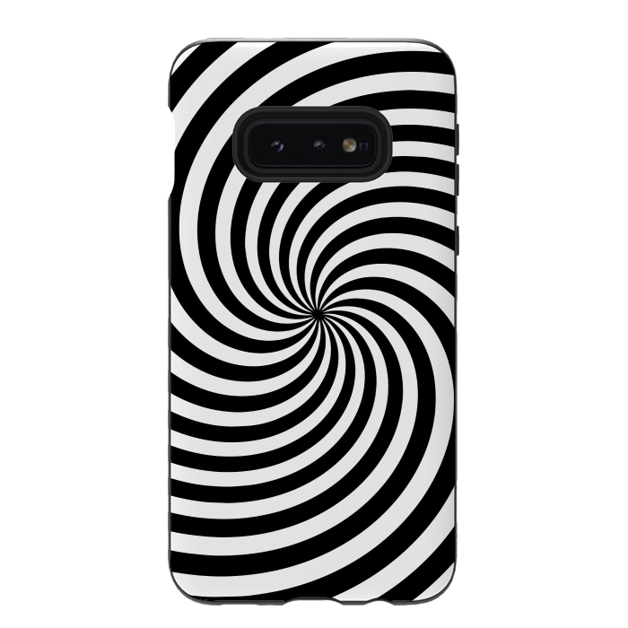 Galaxy S10e StrongFit Concentric Spiral Op Art Black And White 2 by Andrea Haase