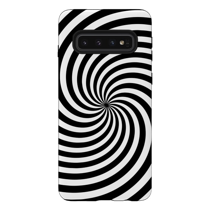 Galaxy S10 StrongFit Concentric Spiral Op Art Black And White 2 by Andrea Haase