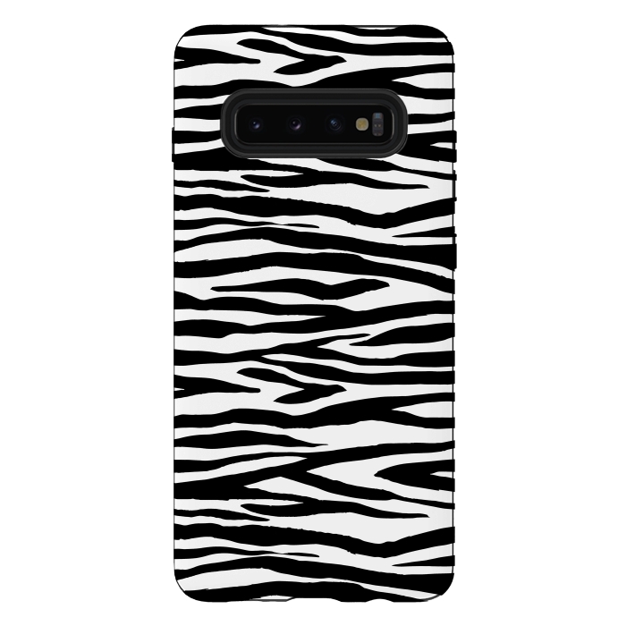 Galaxy S10 plus StrongFit Zebra Stripes Black And White 2 by Andrea Haase