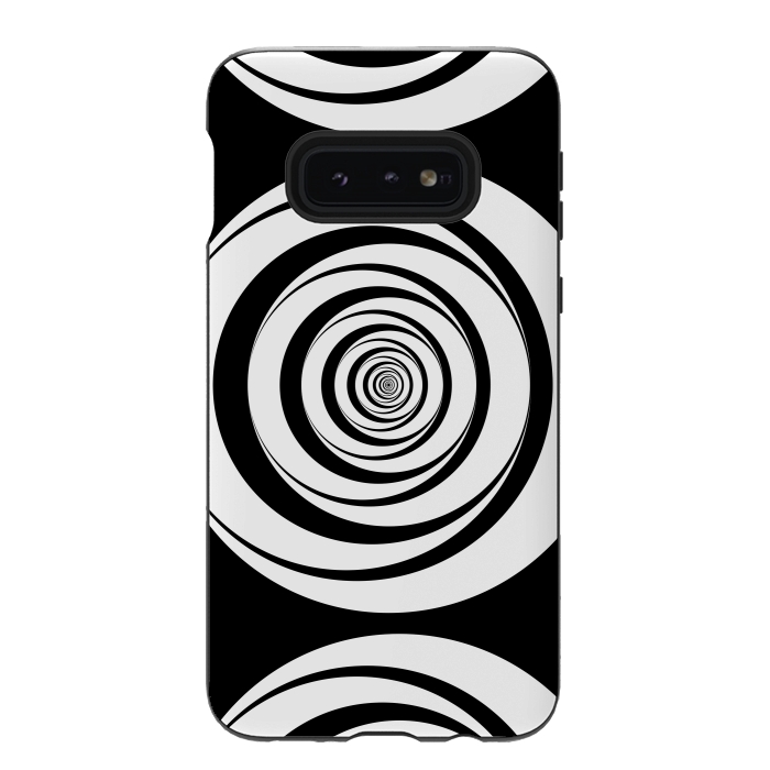 Galaxy S10e StrongFit Concentric Circles Pop-Art Black White 2 by Andrea Haase