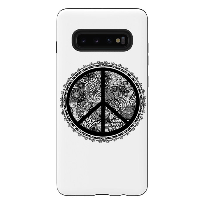 Galaxy S10 plus StrongFit Zen Doodle Peace Symbol by Andrea Haase