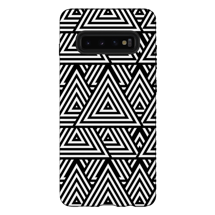 Galaxy S10 plus StrongFit Black White Triangle Pattern by Andrea Haase