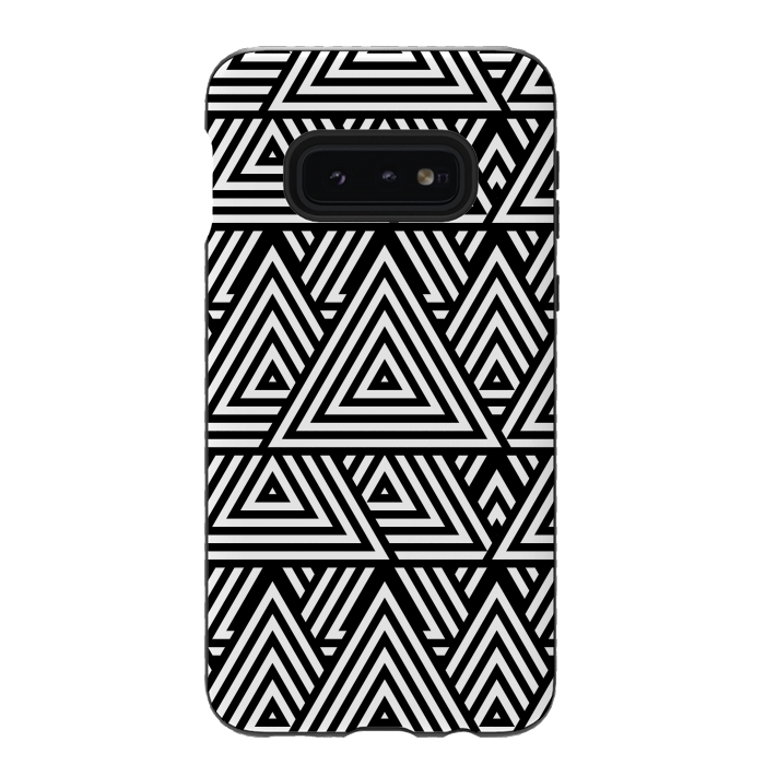 Galaxy S10e StrongFit Black White Triangle Pattern by Andrea Haase