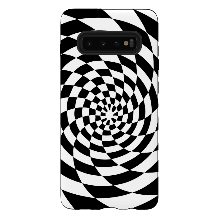 Galaxy S10 plus StrongFit Checker Spiral Black And White by Andrea Haase