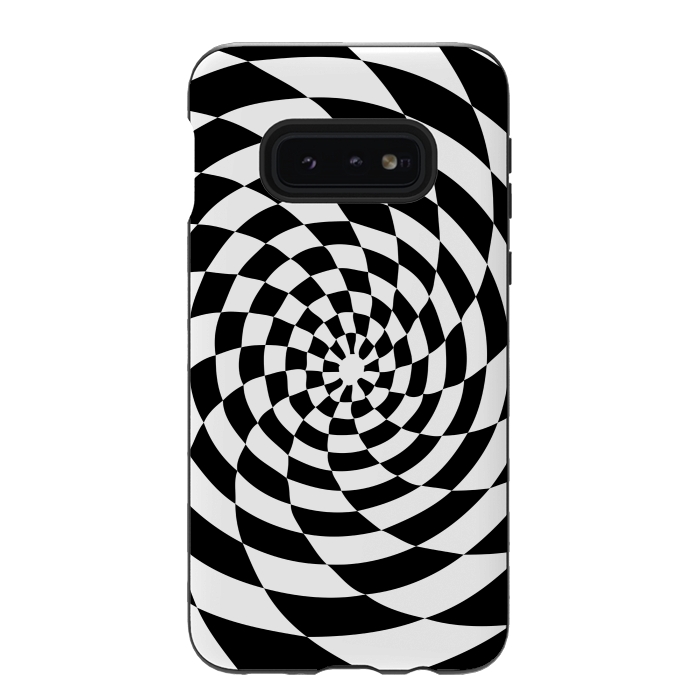 Galaxy S10e StrongFit Checker Spiral Black And White by Andrea Haase