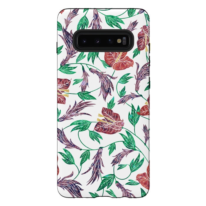 Galaxy S10 plus StrongFit Tropical Flowers Pattern by Dushan Medich