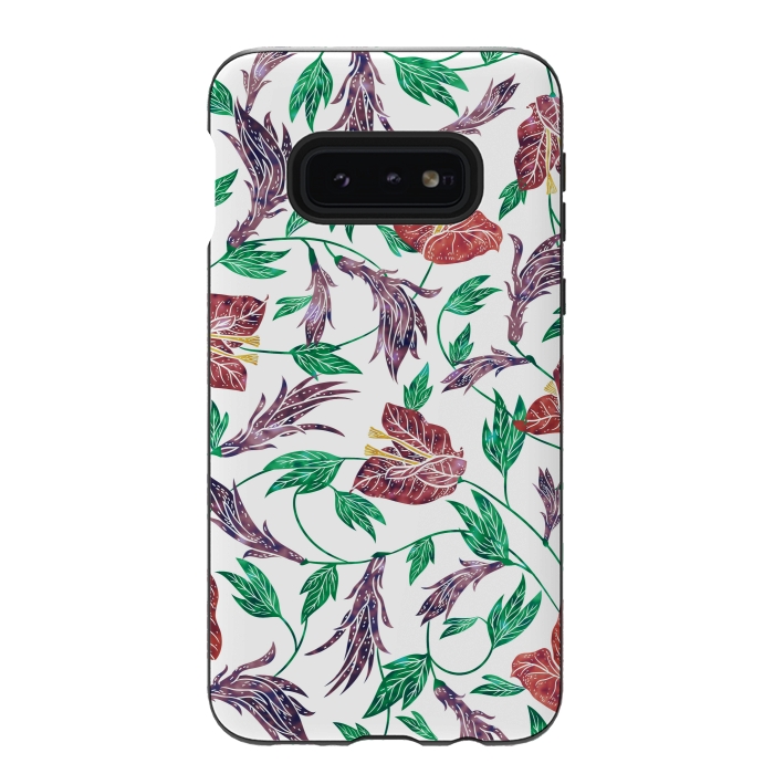 Galaxy S10e StrongFit Tropical Flowers Pattern by Dushan Medich