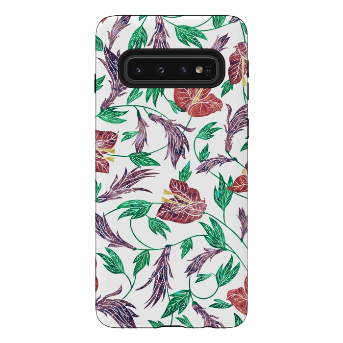 Galaxy S10 StrongFit Tropical Flowers Pattern by Dushan Medich