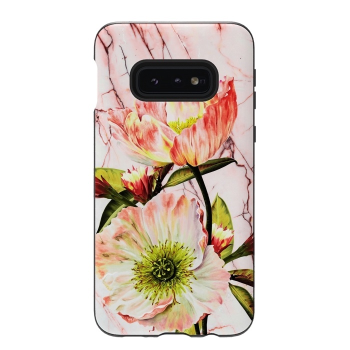 Galaxy S10e StrongFit Flowering on pink marble by Mmartabc