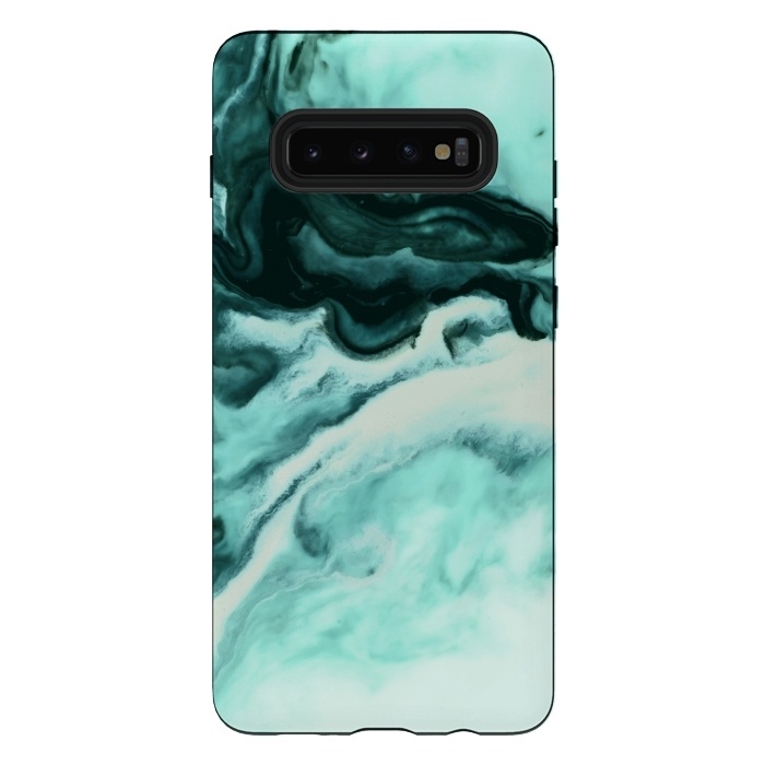 Galaxy S10 plus StrongFit Abstract marbling mint by Mmartabc